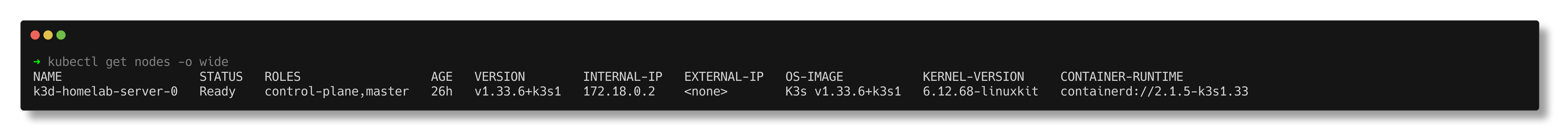 kubectl get nodes showing single node in Ready state